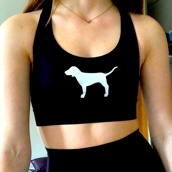 VS PINK Mesh Back Dog logo sports bra - Picture 1 of 5